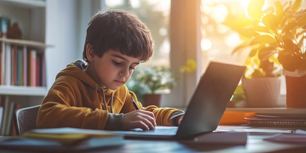 midjourneyforwork 61276 pupil writing essay in front of lapto 08822c17 197c 42b2 b193 e23224ab1f59 2