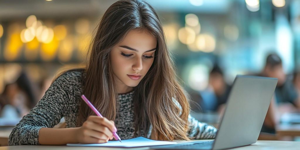 midjourneyforwork 61276 pupil writing essay in front of lapto a887f3c1 1f56 4ca8 8b94 b71210869093 2